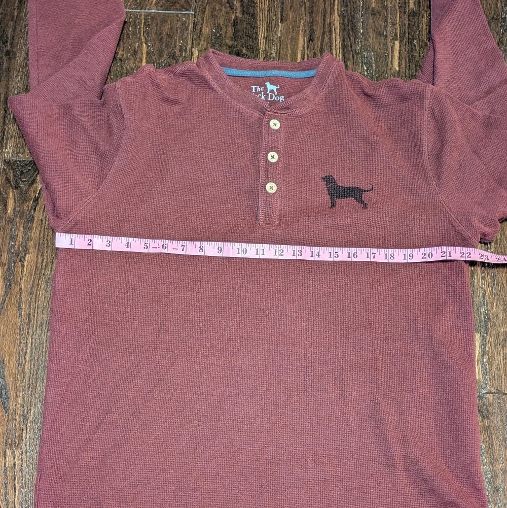 The Black Dog Thick Thermal Henley In Dark Red - Picture 7 of 8